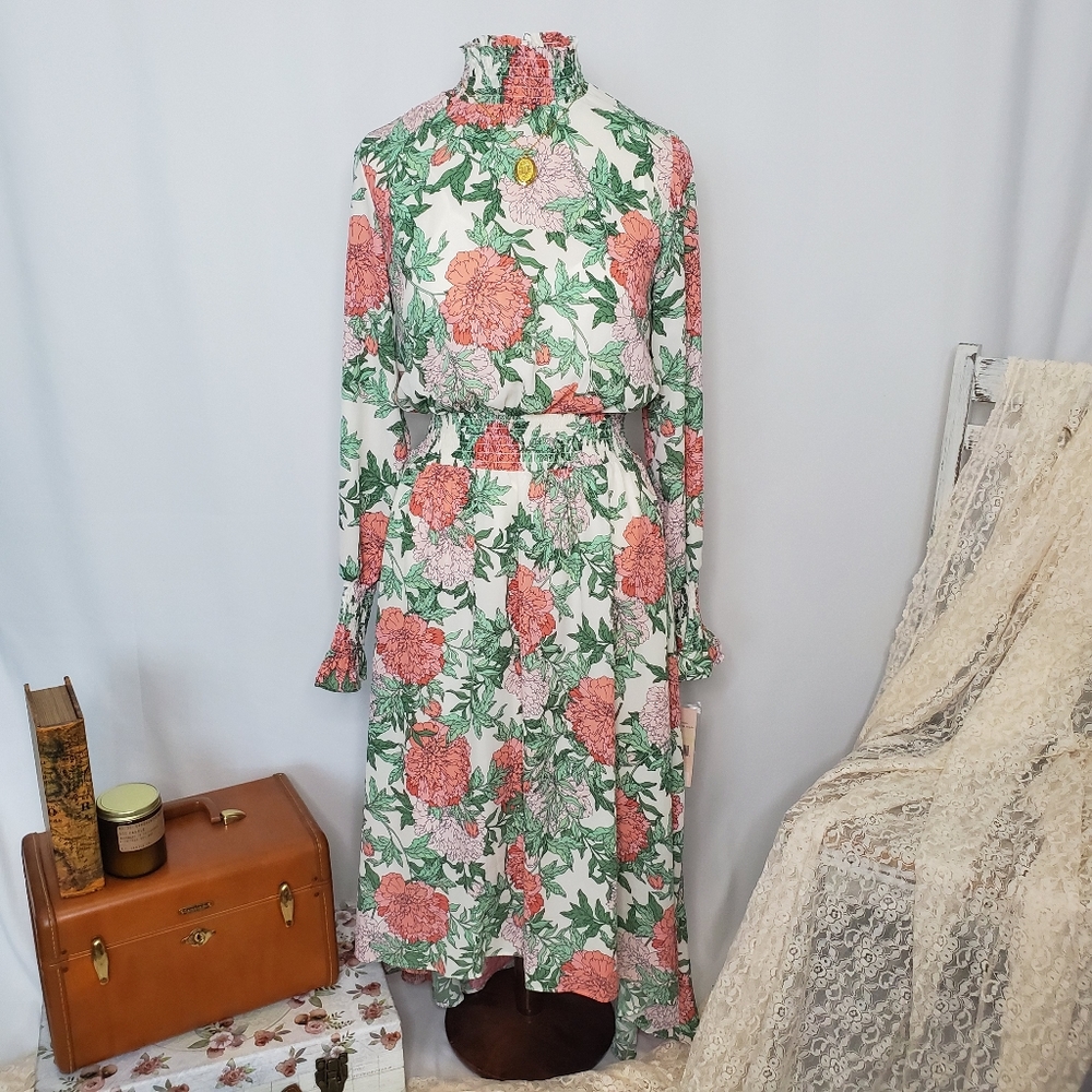 Nanette Lepore Cottagecore Floral Smocked Maxi Dress NWT Size 4